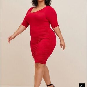 Torrid Red Super Soft Ruched Mini Jersey Tee Shirt Dress size 3